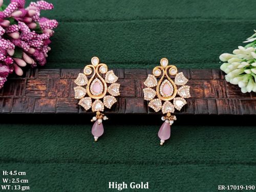 Classic Party Wear Floral Drop Earrings for Women in Pink, photo 2 of 11