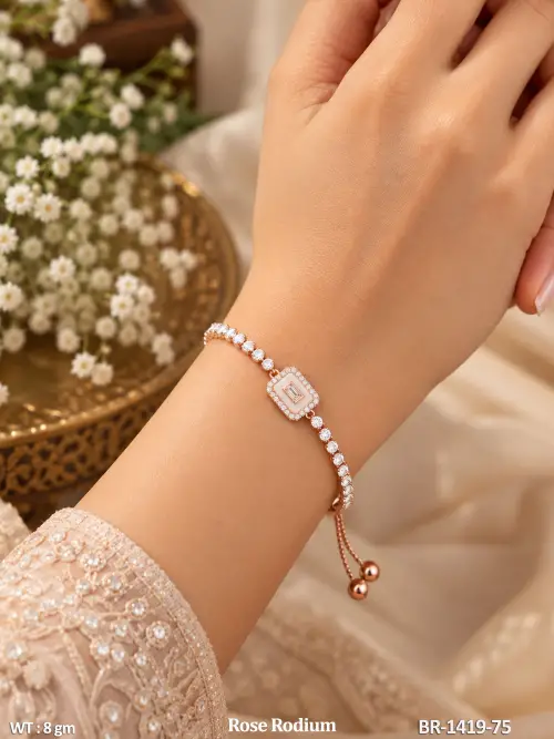 Elegant Rose Rodium Full Stone Bracelet