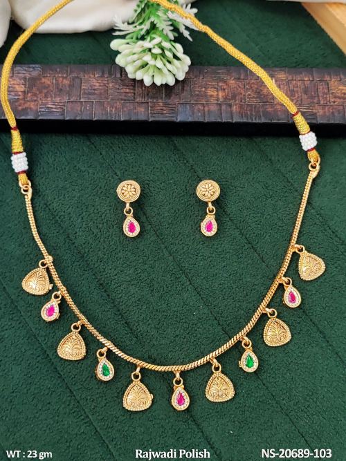 Antique Necklace Set with Earrings in Rajwadi Finish for Women, photo 2 of 3
