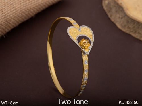 Two-Tone Finish Kada with Heart Design