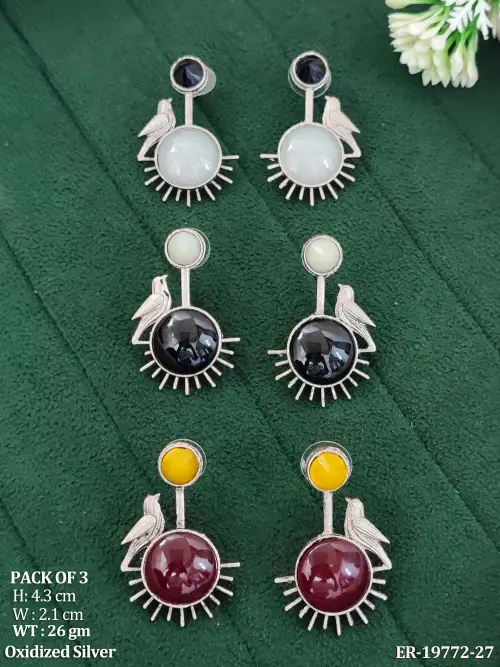 Bird Motif Daily Wear Oxidised Finish Earrings for Women