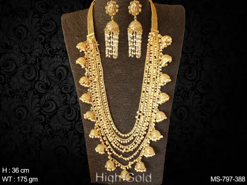 Crystal moti multiple layer chain type long traditional mala set