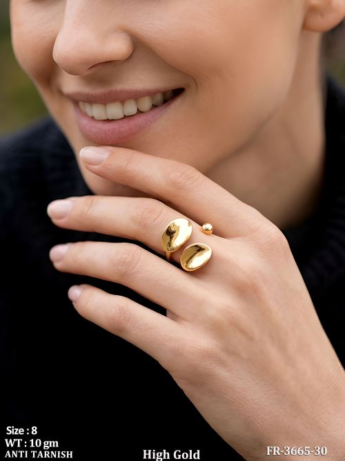 High Gold Anti Tarnish Double Dome Adjustable Finger Ring