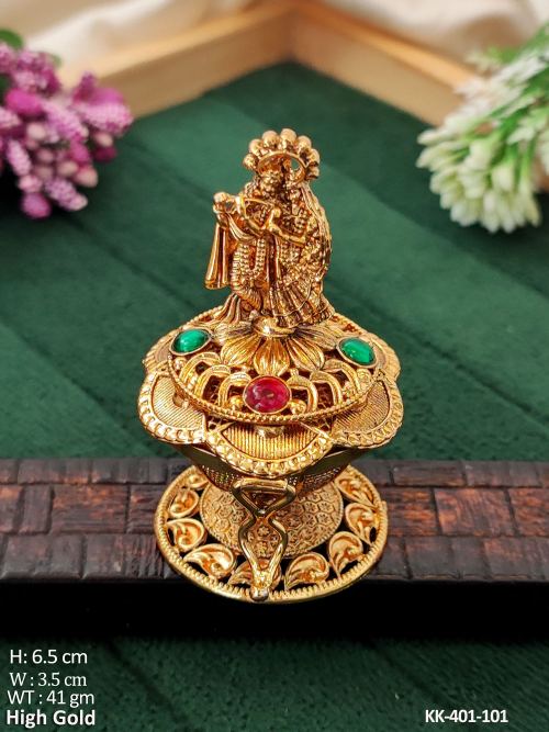 Beautiful Temple Design High Gold Polish Party Wear Sindoor Box  
