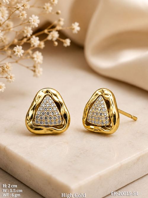 White Stud Earrings with Stone Work, photo 2 of 2