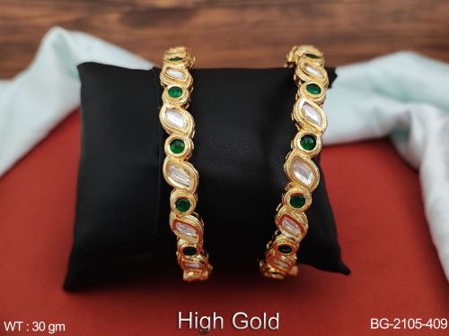 Party Wear Kundan Bangle Set with Stone Work