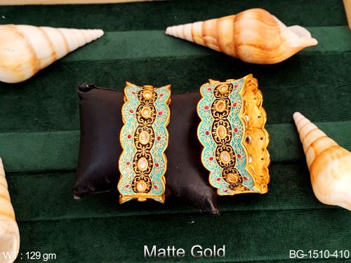 Stone-Studded Bangles in Matte Finish Set of 2