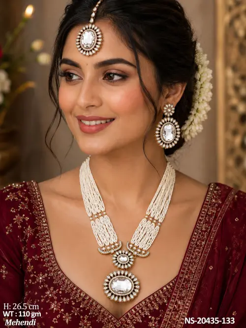 Designer Kundan Pearl Mehendi Necklace Set