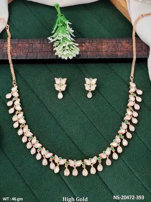High Gold Kundan Floral Necklace Set with Earrings