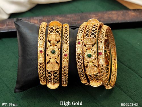 Classic Stone-Studded Antique Bangles for Women Set of 6, photo 2 of 2