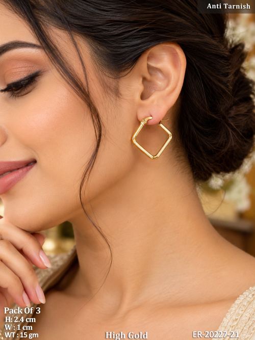 Square Stone-Studded Earrings for Women
