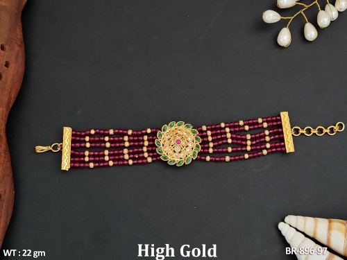 Antique Stone-Studded Bracelet in Ruby Green, photo 5 of 6