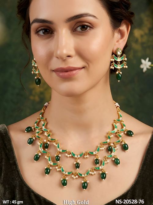 Royal Crescent Motif Kundan Necklace Set