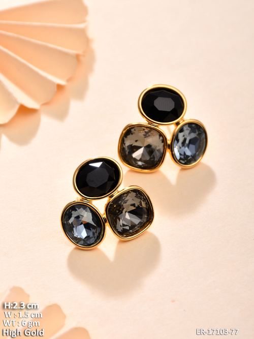 Stone-Studded Stud Earrings