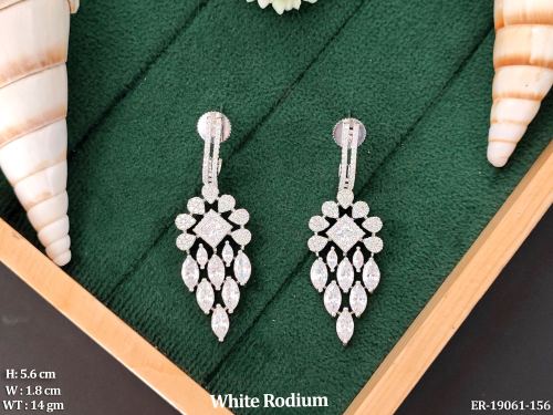 AD Drop Earrings in White Finish