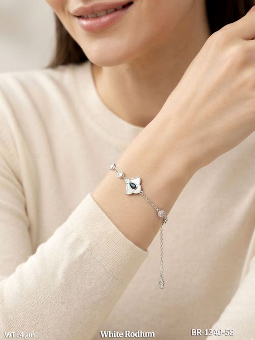 Elegant White Rodium Stone Bracelet for Women