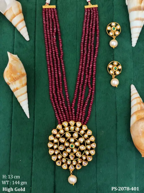 Long Round Base Triangular Stone Designer Pendant