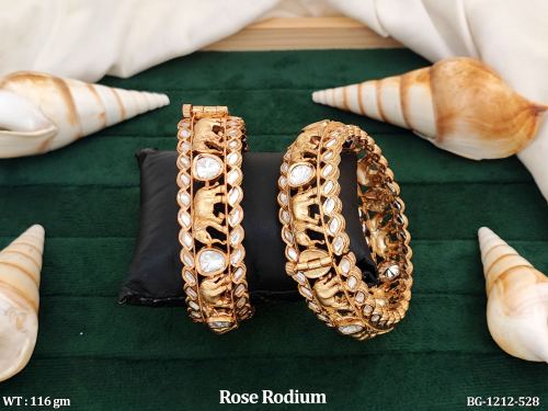 Kundan Bangles in Rose Finish for Women