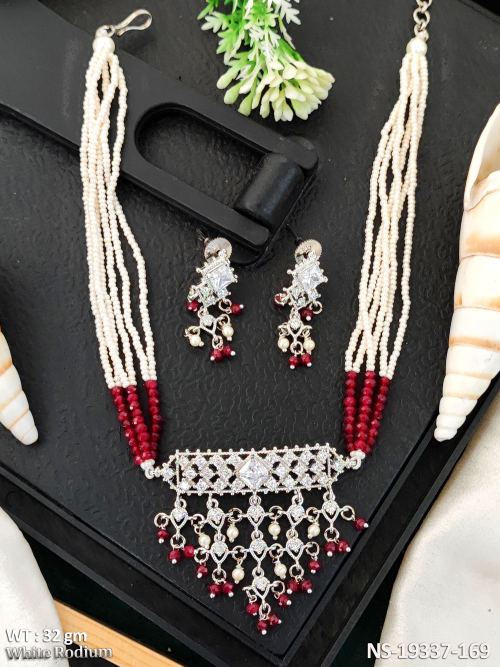 AD Jewellery Set in White Finish in Ruby, photo 2 of 4