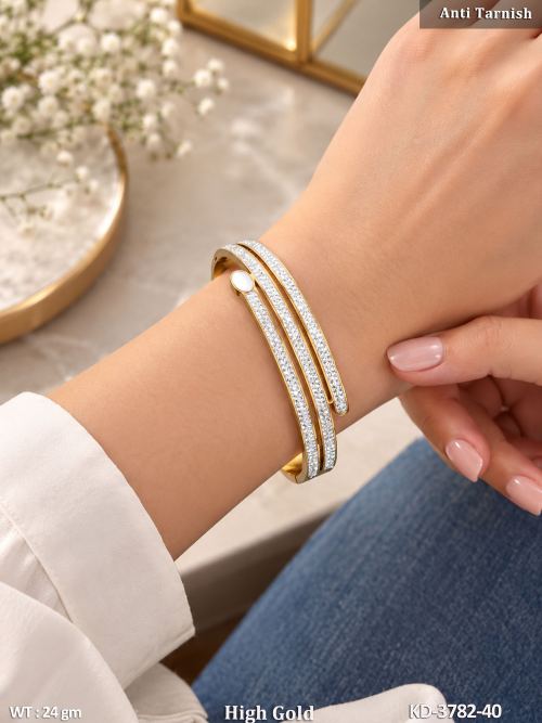 Anti Tarnish American Diamond High Gold Kada