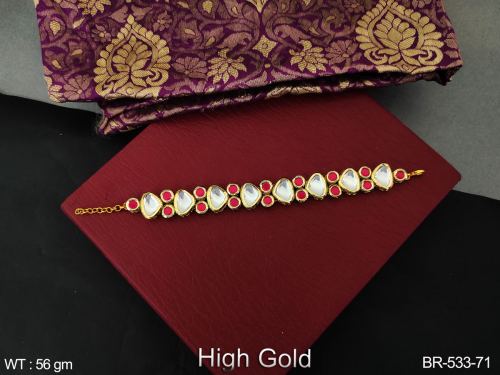 Party Wear Kundan Bracelet in Ruby, photo 2 of 5