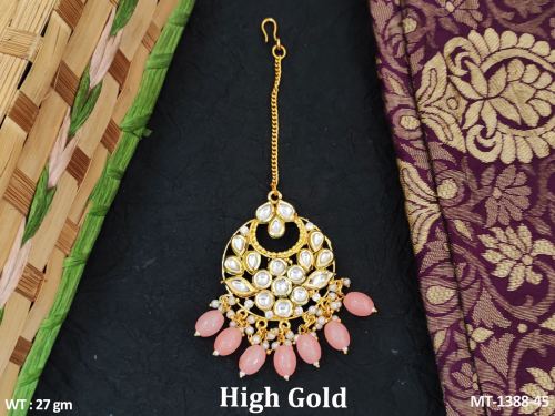 Classic Pearl Maang Tikka in Peach, photo 7 of 8