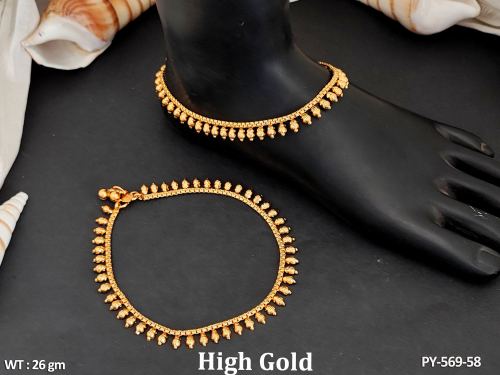 Antique Jewellery High Gold Polish Stylish Design Antique Payal Set 