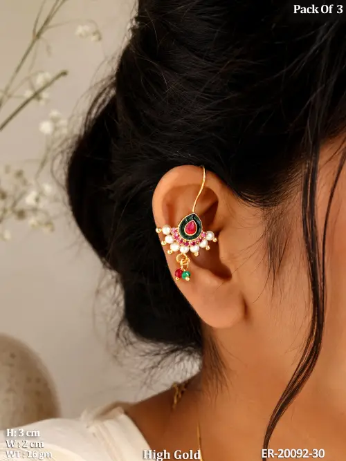 Traditional Full Stone Pearl Earrings