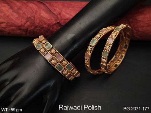Rajwadi Finish Kemp Bangles for Women Set of 2