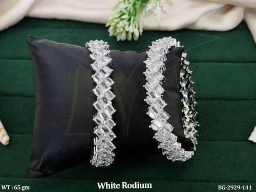 White Finish CZ Bangles for Women Set of 2