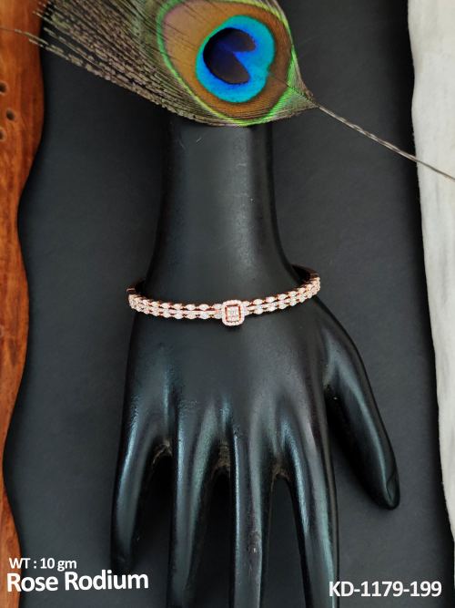 Rose Finish Stone-Studded Kada
