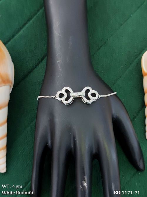American Diamond White Rhodium Clover Bracelet