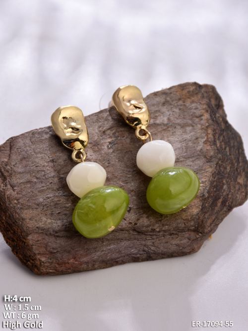 Lightweight Stone-Studded Drop Earrings for Women