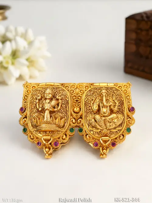 Rajwadi Finish Stone-Studded Sindoor Box with Lakshmi Design