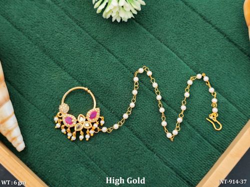 Ethnic Designer Nose Ring with Drop Bead Accents