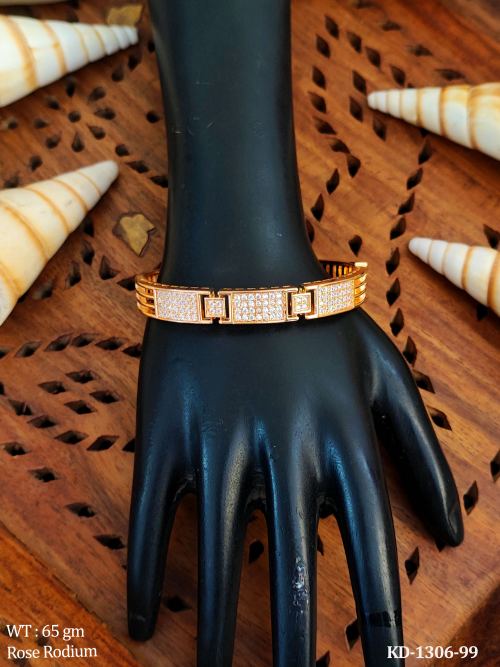 Rose Finish Stone-Studded Kada for Women
