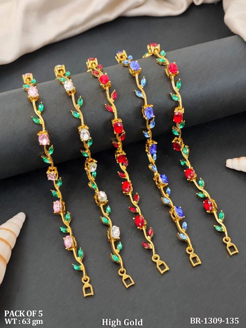 Designer High Gold Leaf Stone Bracelet Combo Set