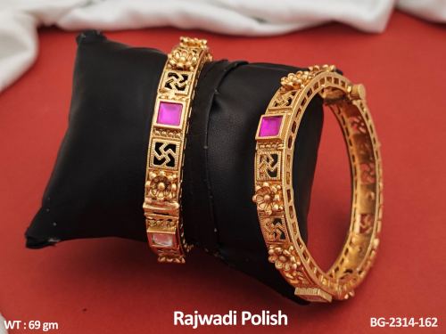 Classic Party Wear Antique Bangle Set in Rajwadi Finish for Women