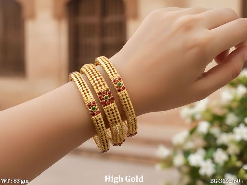 Traditional High Gold Stone Bangles Set for Women