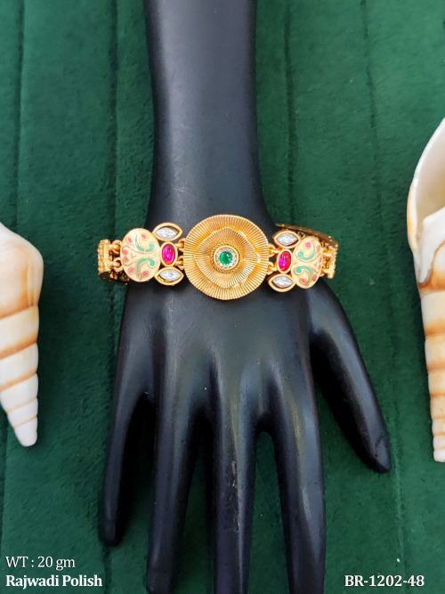Traditional Meenakari Stone Gold Polish Bracelet
