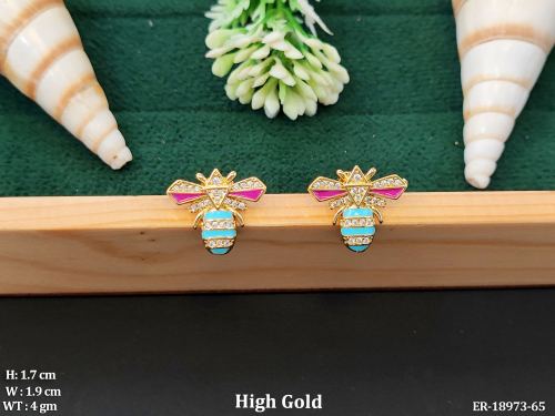 Rani Bee Stud Earrings with CZ Stones
