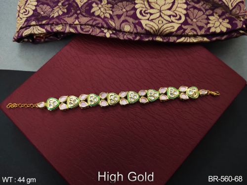 Classic Kundan Bracelet in Pink, photo 2 of 13