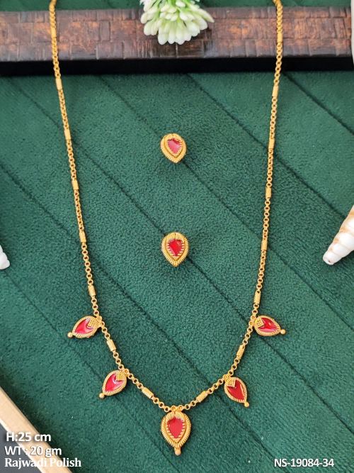 Traditional Stone-Studded Necklace Set in Rajwadi Finish