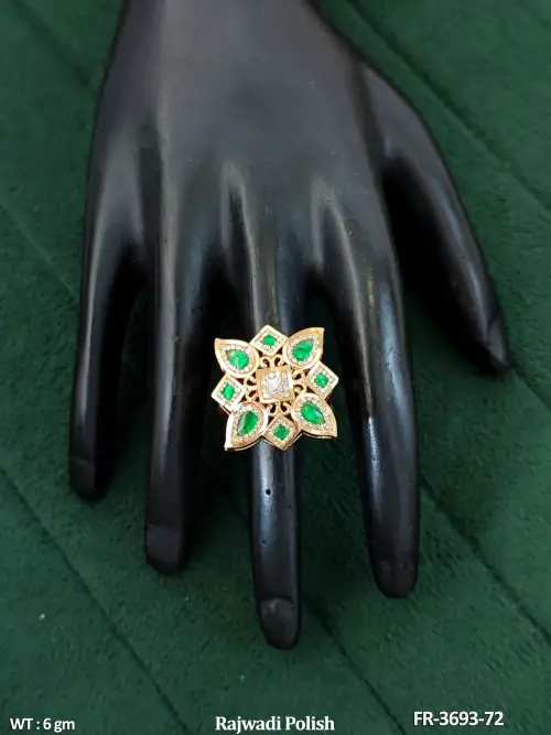 Rajwadi Polish Floral Finger Ring for Women