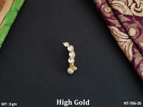 Kundan Jewellery High Gold Polish Fancy Style Kundan Nath