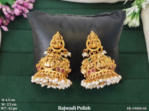 Rajwadi Finish Pearl Jhumka Earrings, photo 2 of 2
