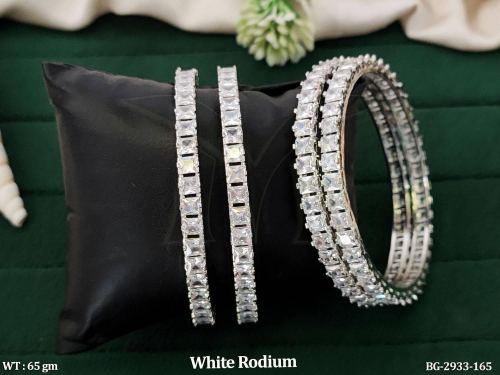 White Finish AD Bangles for Women Set of 4