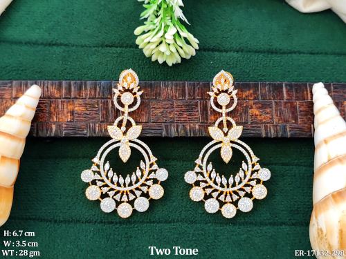 CZ Earrings in Two-Tone Finish