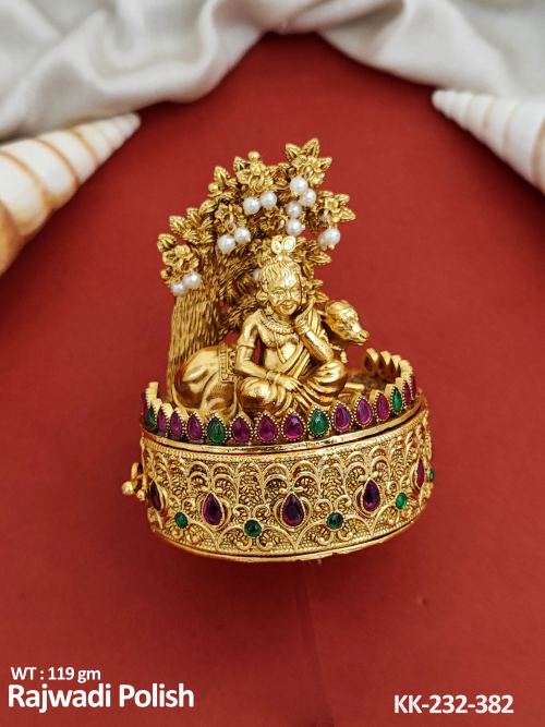  Temple Jewellery Rajwadi Polish Luxurious  Kumkum Box for Traditional Gifting Occasions