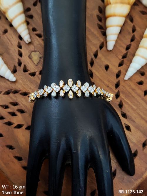 CZ Stone Two Tone Polish Fancy Bracelets  